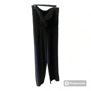 Black Strapless Long Pant Romper -Beige by eci